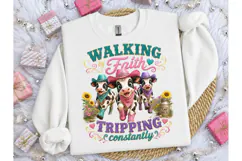 Walking by Faith Cow PNG Sublimation Product Image 1