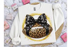 Leopard Football Bow Glitter PNG Tee Product Image 3