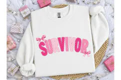 Survivor Pink Polka Dot Bow PNG Tee Product Image 3