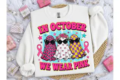 In October We Wear Pink Ghost PNG Tee Product Image 3