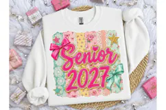 Senior 2027 Coquette Floral PNG Tee Product Image 3