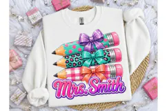 Teacher Pencil Bow PNG Sublimation Desig Product Image 3