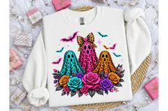 Leopard Ghost Floral Halloween PNG Shirt Product Image 3