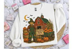 Pumpkin Farm Scarecrow Halloween PNG Tee Product Image 3