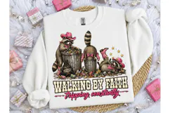 Walking By Faith Raccoon PNG Tee Design Product Image 2