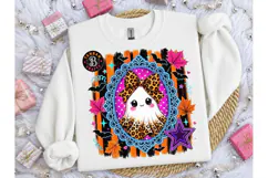Halloween Ghost Leopard Bow PNG Sublimat Product Image 3