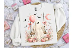 Pink Ghost Swing Halloween PNG Tee Product Image 3