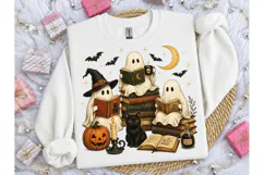 Ghost Reading Books Halloween PNG Shirt Product Image 1