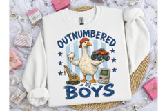 Outnumbered By Boys Mom Duck PNG Tee Product Image 3