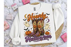 Howdy Halloween Cowboy Boots PNG Tee Product Image 3