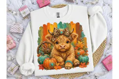 Highland Cow Fall Pumpkin PNG Sublimatio Product Image 1