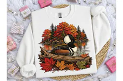 Hooded Merganser Fall Lake PNG Tee Desig Product Image 1