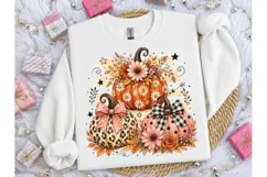 Fall Pumpkin Floral PNG Sublimation Tee Product Image 1