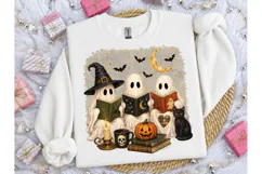 Ghost Reading Books Halloween PNG Tee Product Image 1