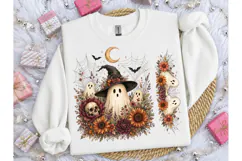Halloween Ghost Floral Witch PNG Tee Product Image 1