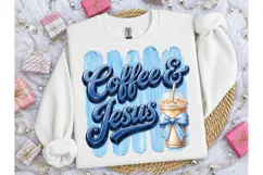 Coffee & Jesus PNG Sublimation Tee Desig Product Image 3