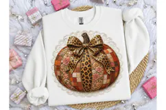 Pumpkin Leopard Bow Fall PNG Sublimation Product Image 3