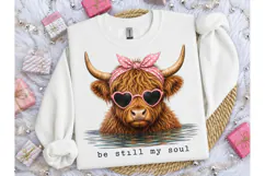 Highland Cow Be Still My Soul PNG Tee Product Image 3