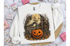 Halloween Haunted House Pumpkin PNG Tee Product Image 3