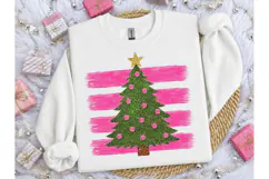 Pink Christmas Tree Glitter PNG Shirt Product Image 1