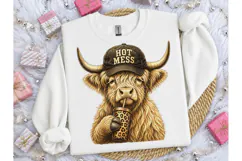 Hot Mess Highland Cow PNG Sublimation Product Image 3