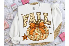Fall Pumpkin Floral Bow PNG Sublimation Product Image 3