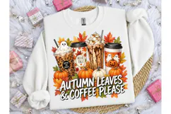 Autumn Leaves & Coffee Please PNG Tee Product Image 3