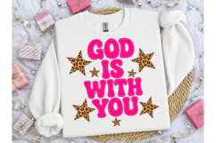 God Is With You Leopard Stars PNG Tee Product Image 3