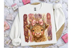 Highland Cow Floral Bow PNG Sublimation Product Image 3