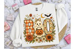Boho Ghost Floral Halloween BOO PNG Tee Product Image 3