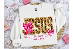 Jesus Leopard Bow PNG Sublimation Tee Product Image 3