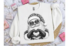 Cool Santa Leopard Hat Heart PNG Tee Product Image 3