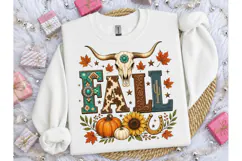 Western Fall Longhorn Skull PNG Shirt Product Image 3