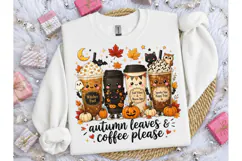 Autumn Leaves Coffee Please PNG Tee Product Image 1