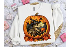 Halloween Dino Skeleton Pumpkin PNG Tee Product Image 3