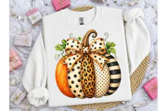 Patterned Pumpkin Bow Fall PNG Shirt Product Image 3