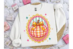 Plaid Pumpkin Bow Fall PNG Sublimation Product Image 2