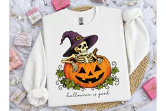 Halloween Skeleton Pumpkin PNG Tee Desig Product Image 1