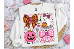 Pink Halloween Ghost Bow PNG Tee Design Product Image 1