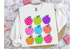 Colorful Apple Grid Teacher PNG Tee Product Image 3