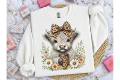 Highland Cow Leopard Floral PNG Sublimat Product Image 3