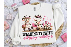 Walking By Faith Funny Cow PNG Tee Product Image 3