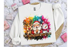 Christmas Santa Reindeer Snowman PNG Tee Product Image 3