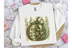 Green Pumpkin Coquette Fall PNG Tee Product Image 3