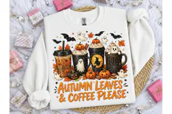 Autumn Leaves Coffee Halloween PNG Tee Product Image 3