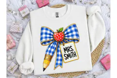 Teacher Bow Apple Pencil PNG Sublimation Product Image 3