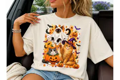 Halloween Cats Ghost Witch PNG Shirt Product Image 3