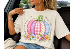 Pink Pumpkin Fall Floral PNG Sublimation Product Image 3