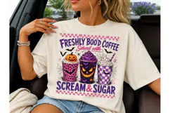 Freshly Boo'd Coffee Halloween PNG Tee Product Image 3