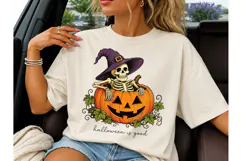 Halloween Skeleton Pumpkin PNG Tee Desig Product Image 3